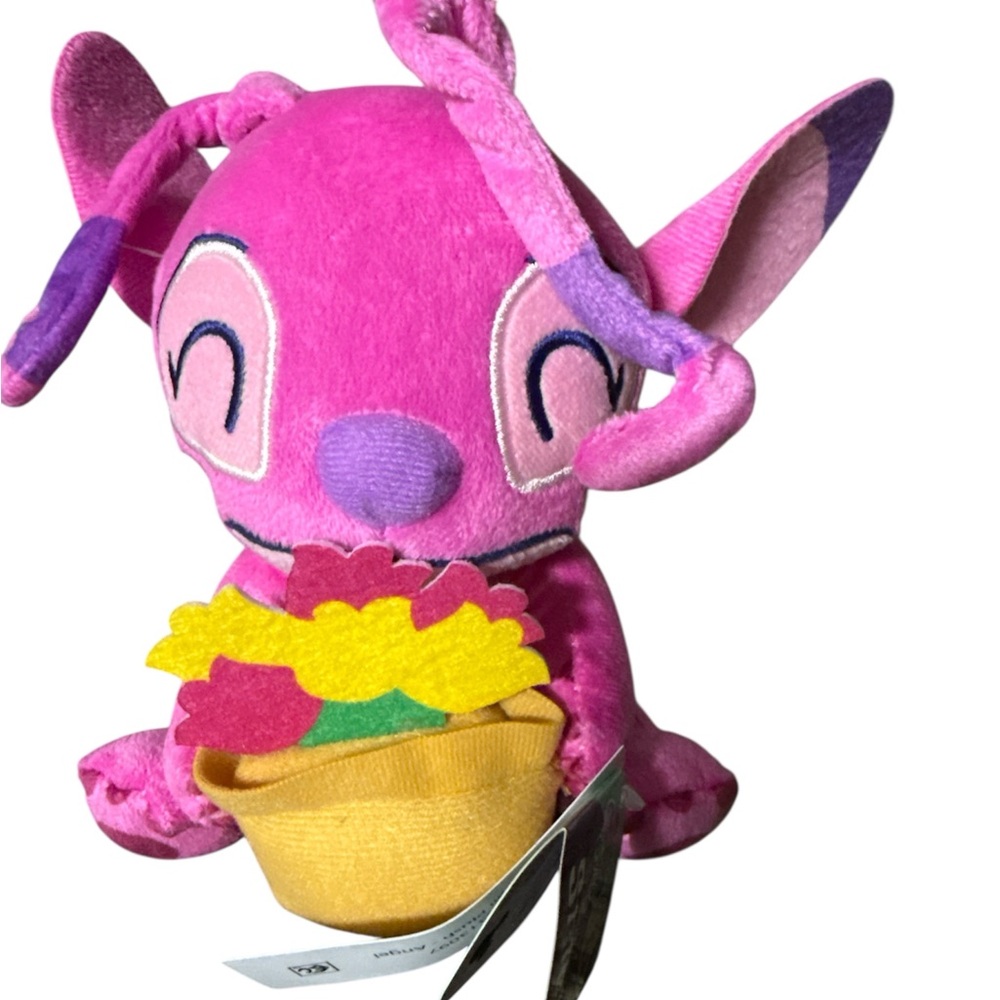 Disney Stitch Pink Plush Toy with Yellow and pink Flowers